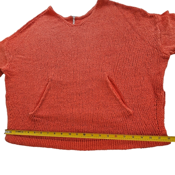 FREE PEOPLE "You Found Me " Orange Oversized Open Weave Dolman Sleeve Top XS - Picture 10 of 12